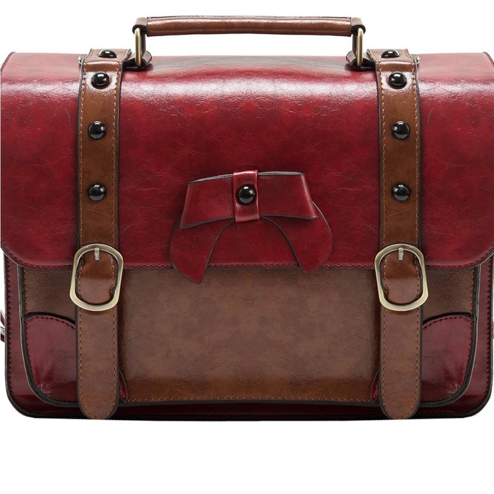Elegant Red and Brown Men's Satchel